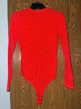 Fendi Skims Orange Long-Sleeve Logo Bodysuit